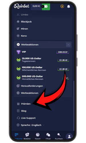 Belohnungsbutton RainBet