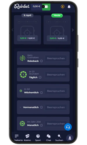 Bonusauswahl RainBet