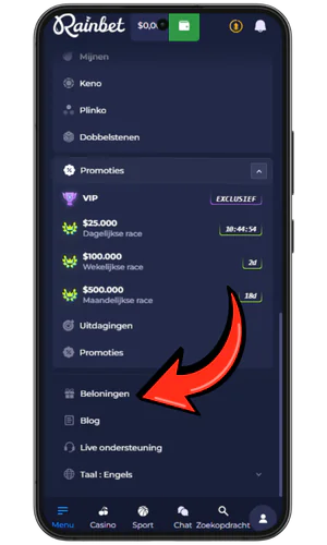 Beloningenknop Rainbet