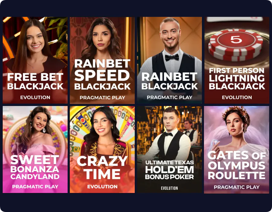 Blackjack Roulette Crazy Time  Rainbet