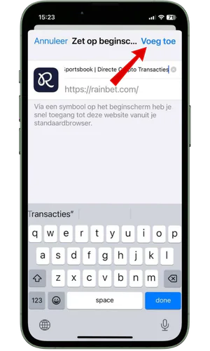 Knop Voeg toe Rainbet